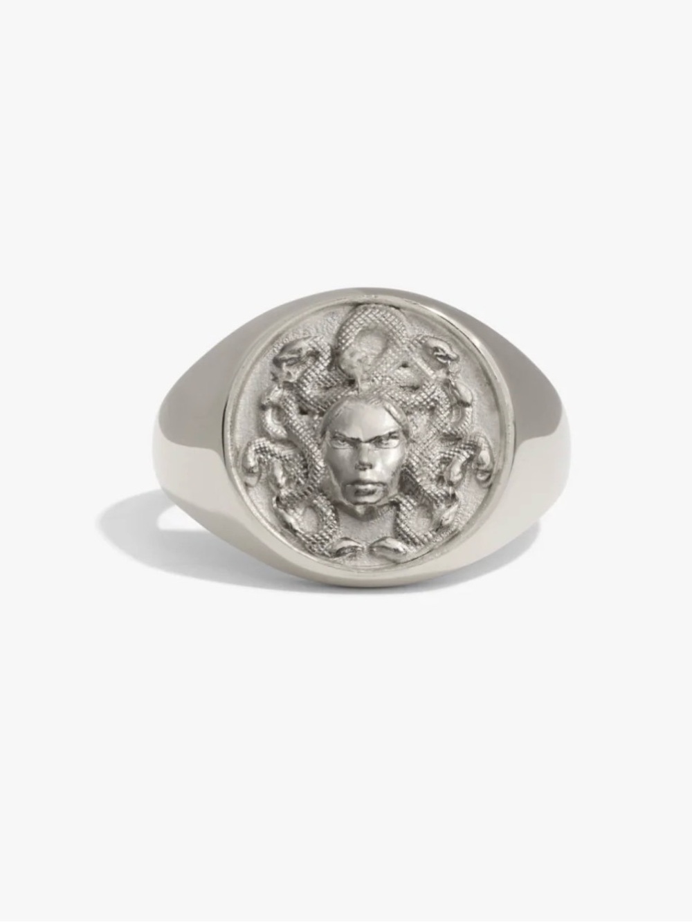 Sterling Silver Medusa Signet Ring - Silver
